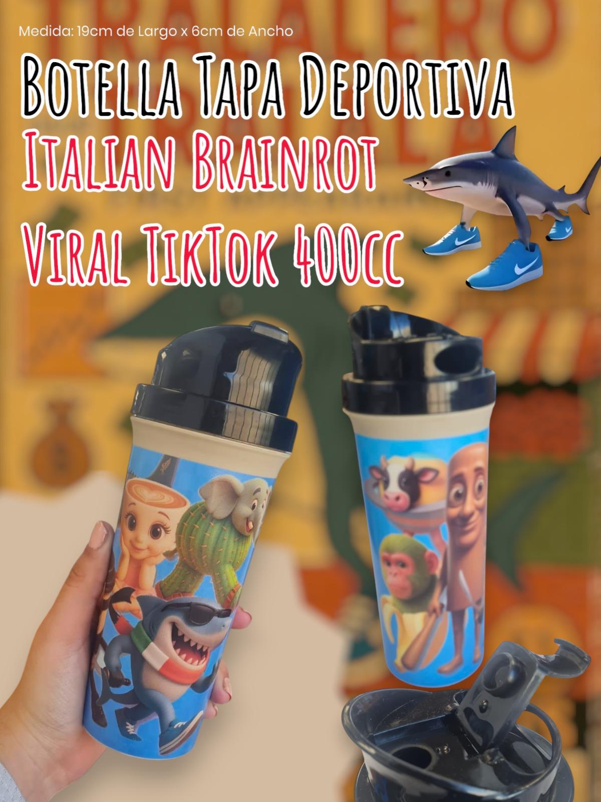 Botella Tapa Deportiva Italian Brainrot TikTok TRALALERO TRALALA 400cc