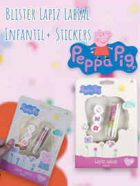 Blister Lapiz Labial Infantil+ Stickers Peppa Pig